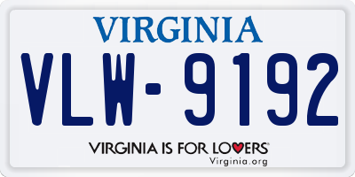 VA license plate VLW9192