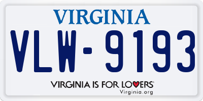 VA license plate VLW9193