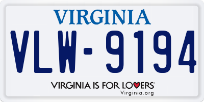 VA license plate VLW9194