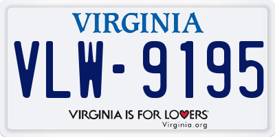 VA license plate VLW9195