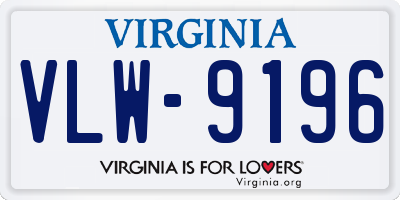 VA license plate VLW9196