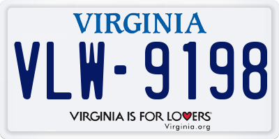 VA license plate VLW9198