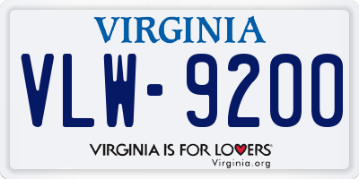 VA license plate VLW9200