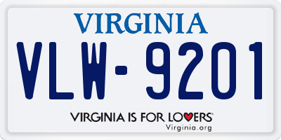 VA license plate VLW9201