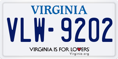 VA license plate VLW9202