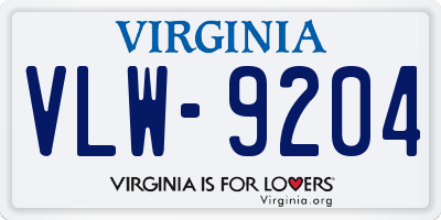 VA license plate VLW9204