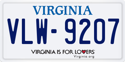 VA license plate VLW9207