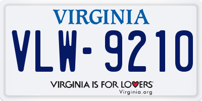 VA license plate VLW9210