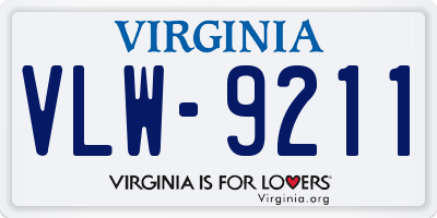 VA license plate VLW9211