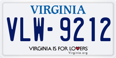 VA license plate VLW9212