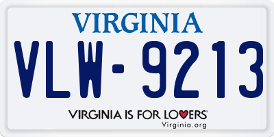 VA license plate VLW9213