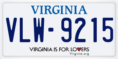 VA license plate VLW9215