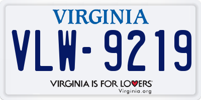 VA license plate VLW9219