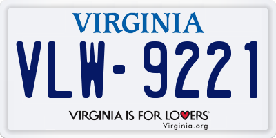 VA license plate VLW9221