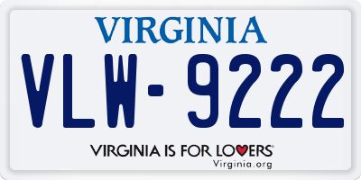 VA license plate VLW9222