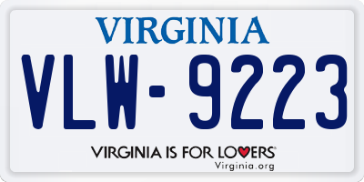 VA license plate VLW9223