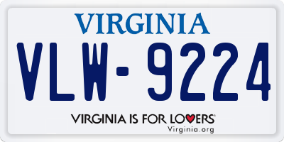 VA license plate VLW9224