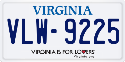 VA license plate VLW9225