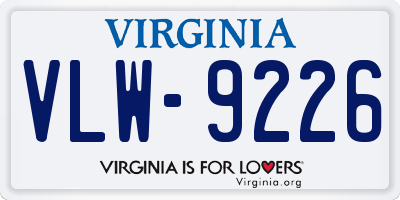 VA license plate VLW9226