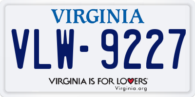 VA license plate VLW9227