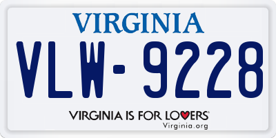 VA license plate VLW9228