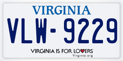 VA license plate VLW9229