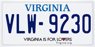 VA license plate VLW9230