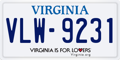 VA license plate VLW9231