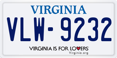 VA license plate VLW9232