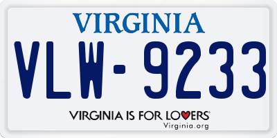 VA license plate VLW9233