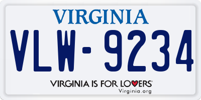 VA license plate VLW9234