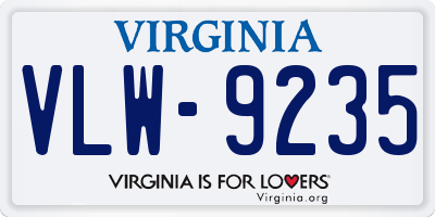 VA license plate VLW9235