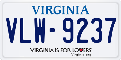 VA license plate VLW9237