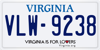 VA license plate VLW9238