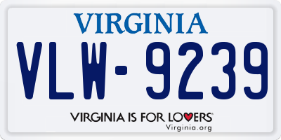 VA license plate VLW9239