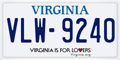 VA license plate VLW9240