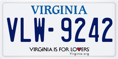 VA license plate VLW9242