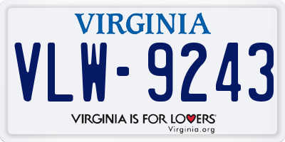 VA license plate VLW9243