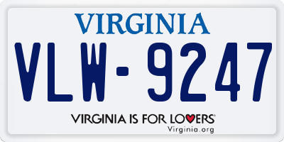 VA license plate VLW9247