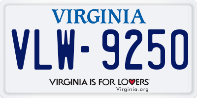 VA license plate VLW9250