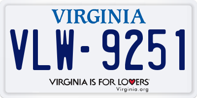 VA license plate VLW9251