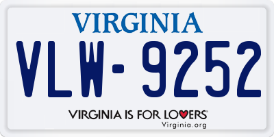 VA license plate VLW9252