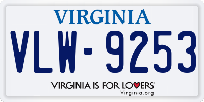 VA license plate VLW9253