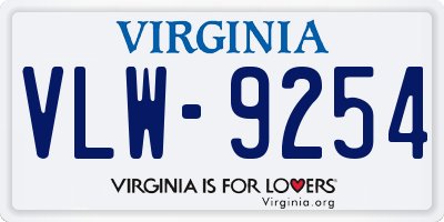 VA license plate VLW9254