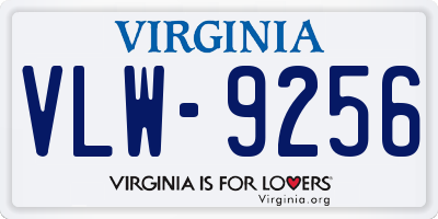 VA license plate VLW9256