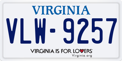 VA license plate VLW9257