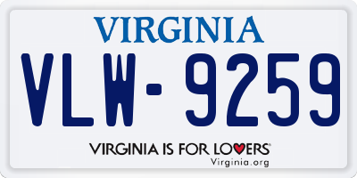 VA license plate VLW9259