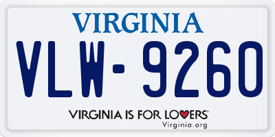 VA license plate VLW9260