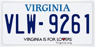 VA license plate VLW9261