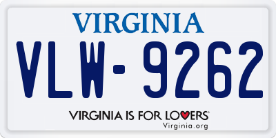 VA license plate VLW9262